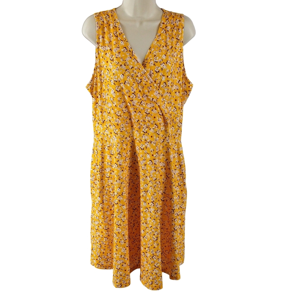 Guberry Floral Yellow Sleeveless Dress